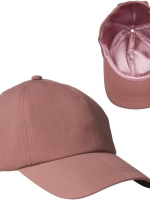Baseball Cap Satin Lined Interior, One Size Fits All, Adjustable Cap (Indian Pink)