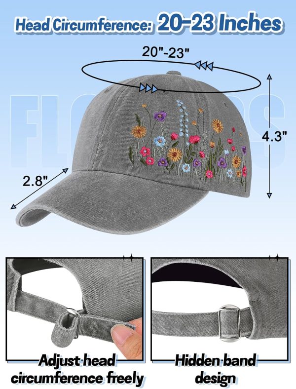 Trendy Embroidered Baseball Cap for Girls Women Men - Adjustable Soft Breathable Hats for Casual Wear