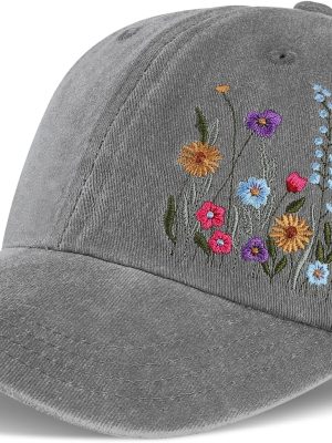 Trendy Embroidered Baseball Cap for Girls Women Men - Adjustable Soft Breathable Hats for Casual Wear