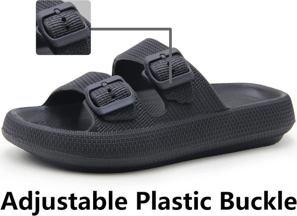 Sandals for Women and Men - Pillow Slippers - Double Buckle Adjustable Slides - EVA Flat Sandals